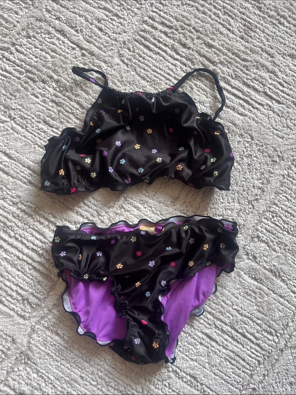 Thereabouts | Girls Floral Ruffle Bikini Set with Purple Lining, 10/12